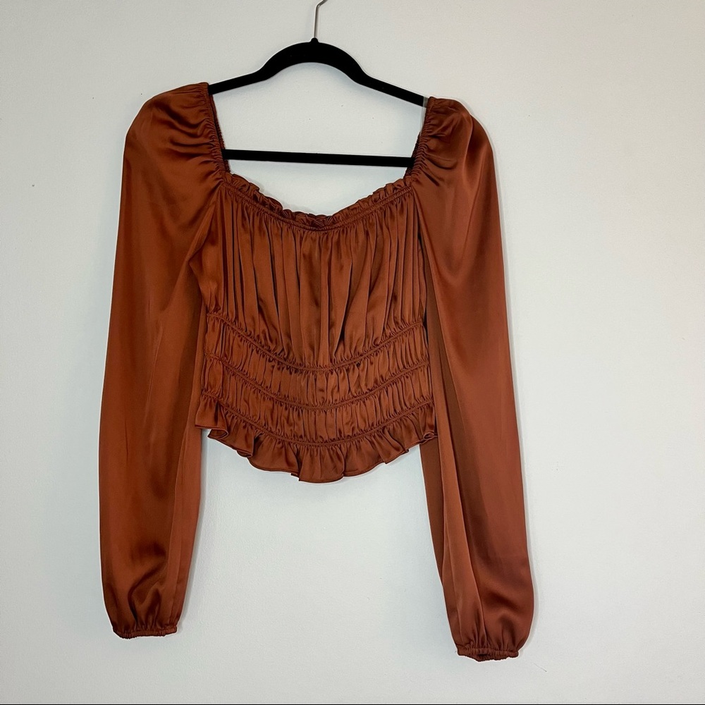 Bar III Satin Bubble Sleeve Top